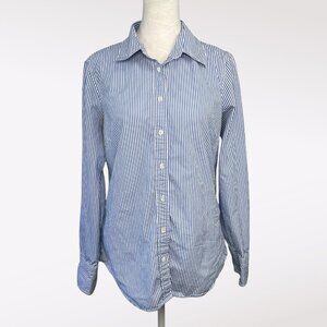 J.Crew Blue White Striped Button Up Long Sleeve Shirt Size Small